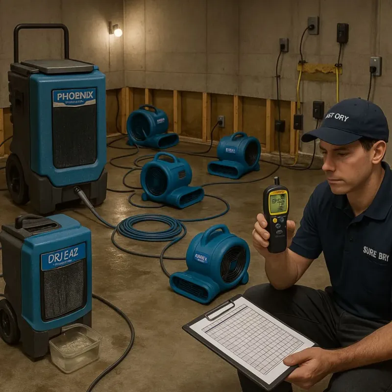 Structural Drying and Dehumidification process in Broadway, NC